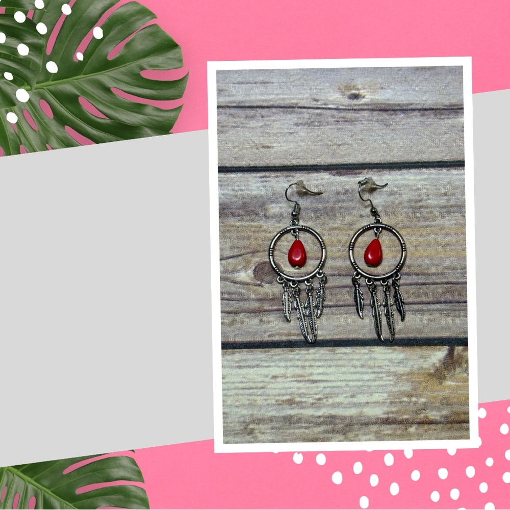Red/Silv Dreamcatcher Earrings